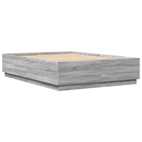 Łóżko Szare Rama Łóżka Ze Stelażem Do Sypialni Pokoju LED 160x200 cm 830717