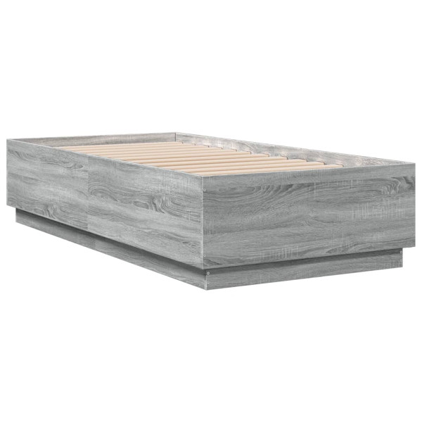 Łóżko Szare Rama Łóżka Ze Stelażem Do Sypialni Pokoju LED 75x190 cm 831611