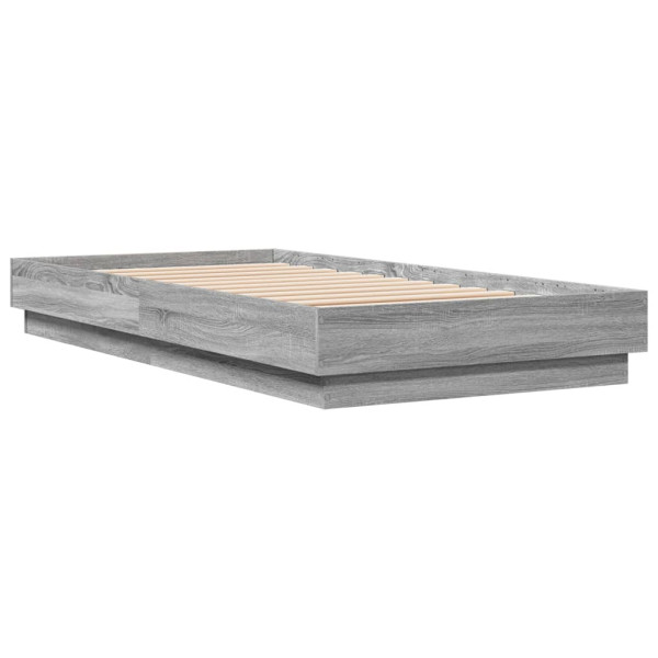 Łóżko Szare Rama Łóżka Ze Stelażem Do Sypialni Pokoju LED 75x190 cm 828226