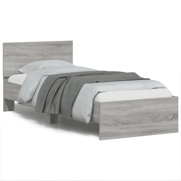 Łóżko Szare Rama Łóżka Ze Stelażem Do Sypialni Pokoju LED 90x200 cm 828573