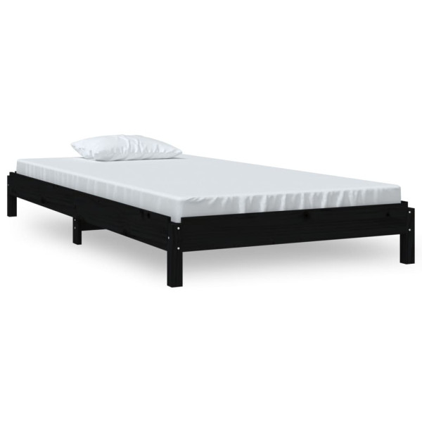 Łóżko sztaplowane czarne 75x190 cm lite drewno sosnowe 476614