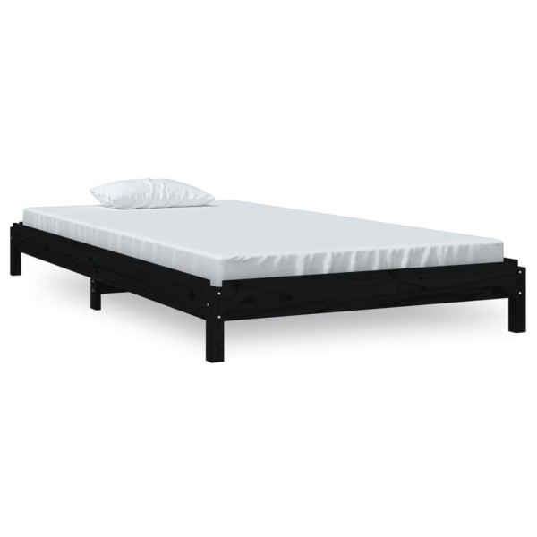 Łóżko sztaplowane czarne 80x200 cm lite drewno sosnowe 476926