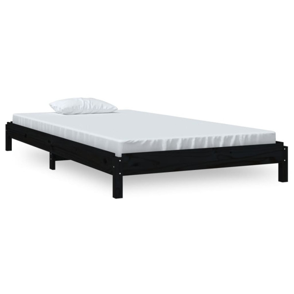Łóżko sztaplowane czarne 90x200 cm lite drewno sosnowe 476729