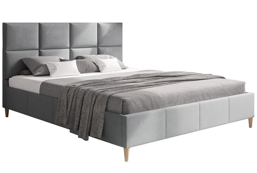 Łóżko tapicerowane 120x200 LUXO 1 na drewnianych nóżkach- szare 788419