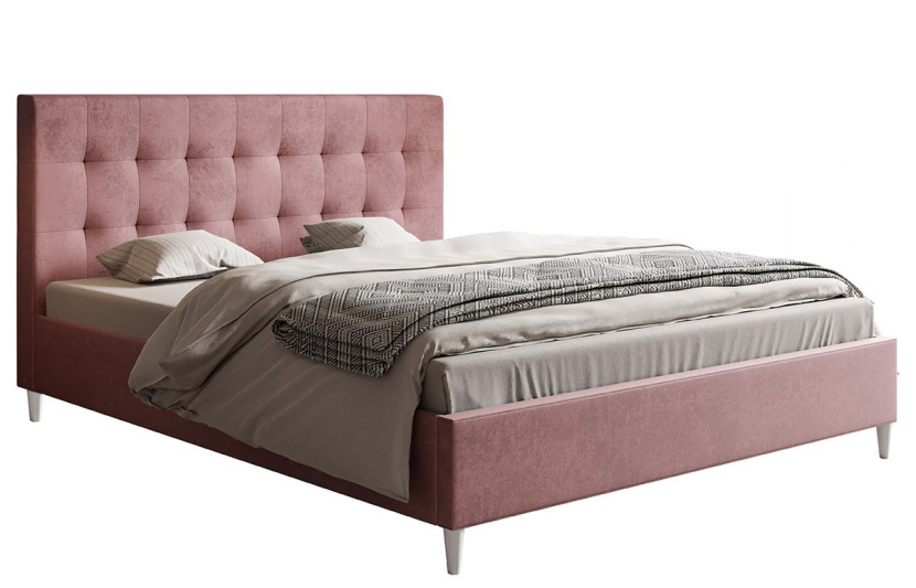 Łóżko tapicerowane 140x200 LUXO 4 do pokoju młodzieżowego- różowe 788886