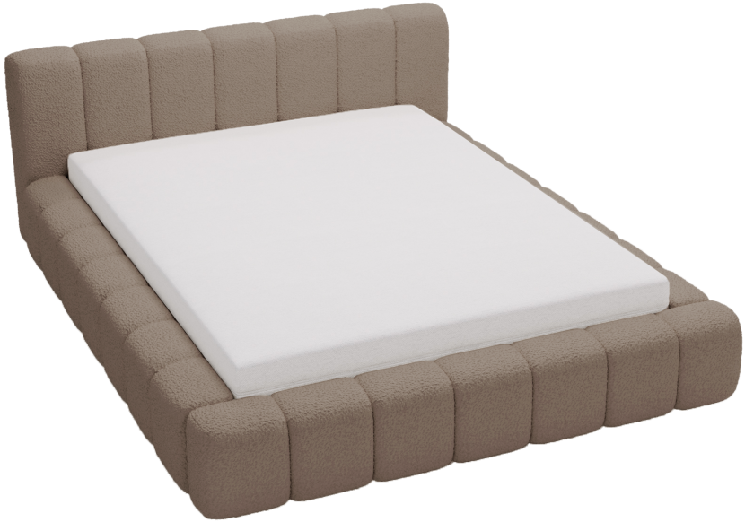 Łóżko tapicerowane 160x200 Bolonia, boucle, pojemnik - Brązowy 1053031