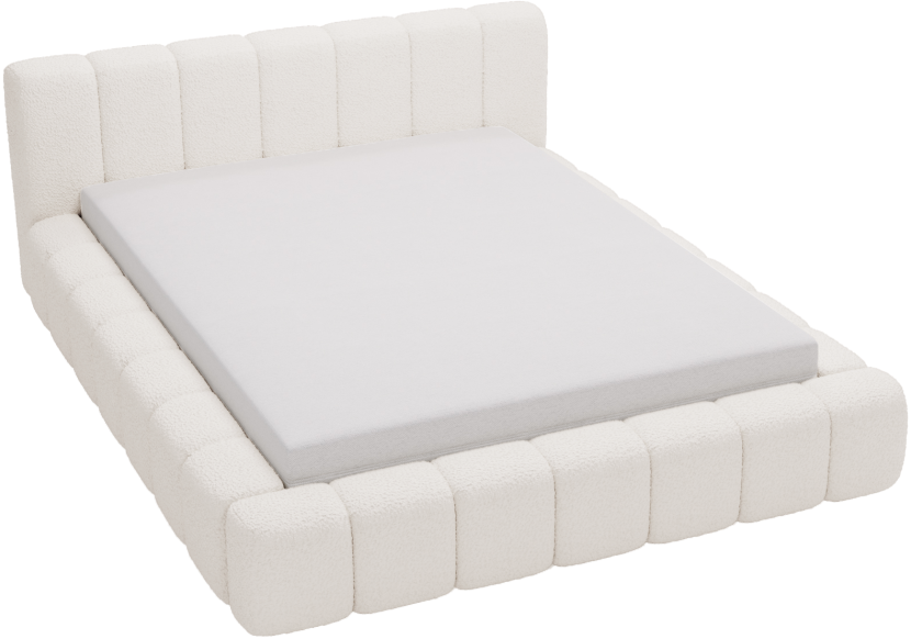 Łóżko tapicerowane 160x200 Bolonia, boucle, pojemnik - Kremowy 1053233