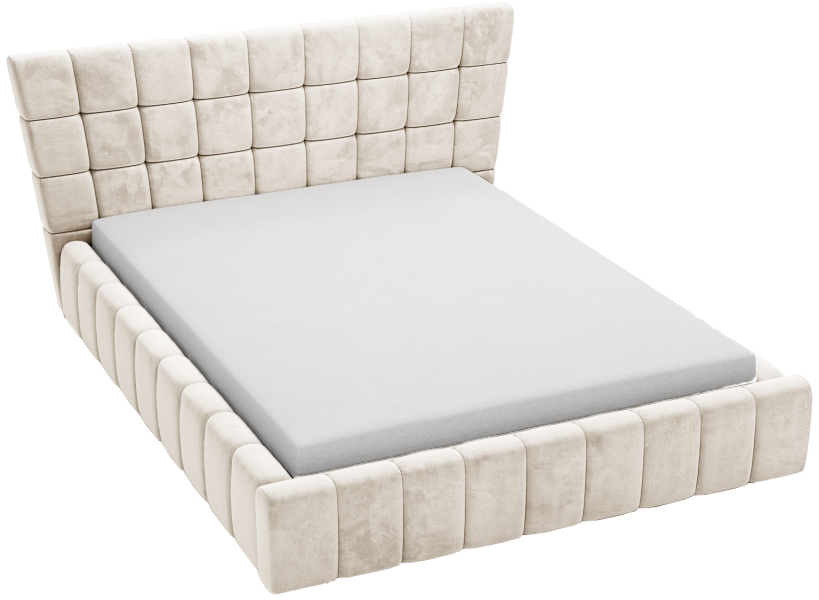 Łóżko tapicerowane 160x200 Deluxe z przeszyciami, pojemnikiem - Beżowy 1053658