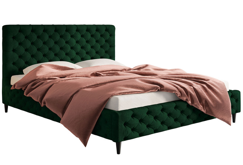 Łóżko tapicerowane 160x200 LUXO 5 pikowane, do sypialni - butelkowa zieleń 788448