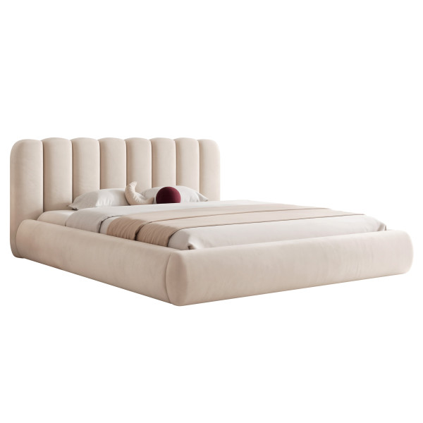 Łóżko tapicerowane 160x200 Veliv SLIM z pojemnikiem beżowe 1044412