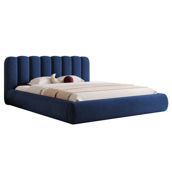 Łóżko tapicerowane 160x200 Veliv SLIM z pojemnikiem granatowy 1044400