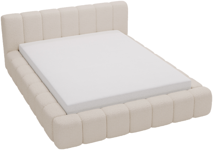 Łóżko tapicerowane 180x200 Bolonia, boucle, pojemnik - Beżowy 1052108