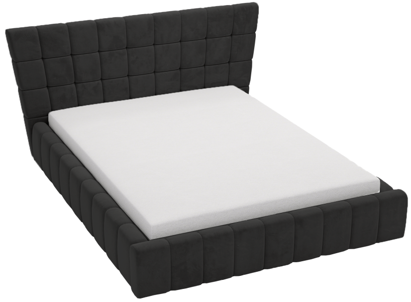 Łóżko tapicerowane 180x200 Deluxe z przeszyciami, pojemnikiem - Czarny 1053794
