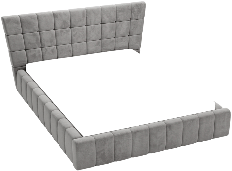 Łóżko tapicerowane 180x200 Deluxe z przeszyciami, pojemnikiem - Szary 1053802