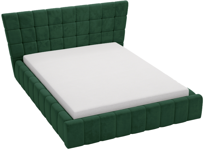 Łóżko tapicerowane 180x200 Deluxe z przeszyciami, pojemnikiem - Zielony 1054796