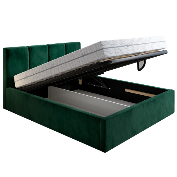 Łóżko tapicerowane 180x200 SENS, Stelaż metalowy, Zielony 641107