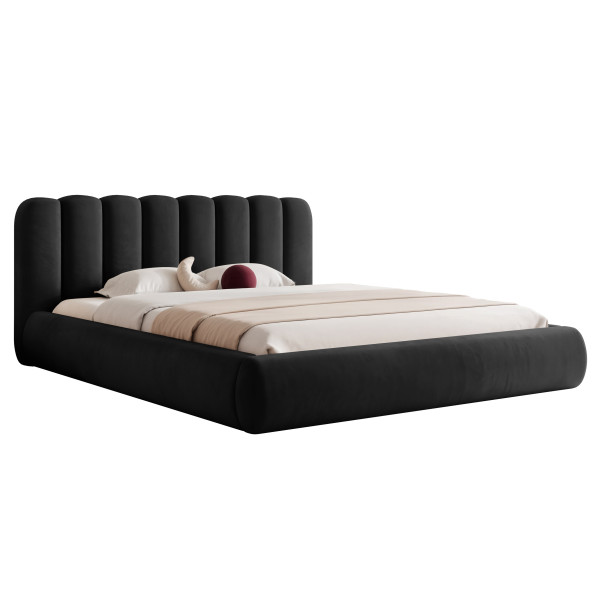 Łóżko tapicerowane 180x200 Veliv SLIM z pojemnikiem czarne 1044435
