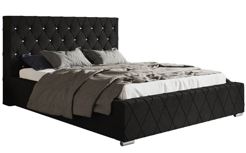 Łóżko tapicerowane 200x200 BEN 4 styl Glamour - czarny 684821
