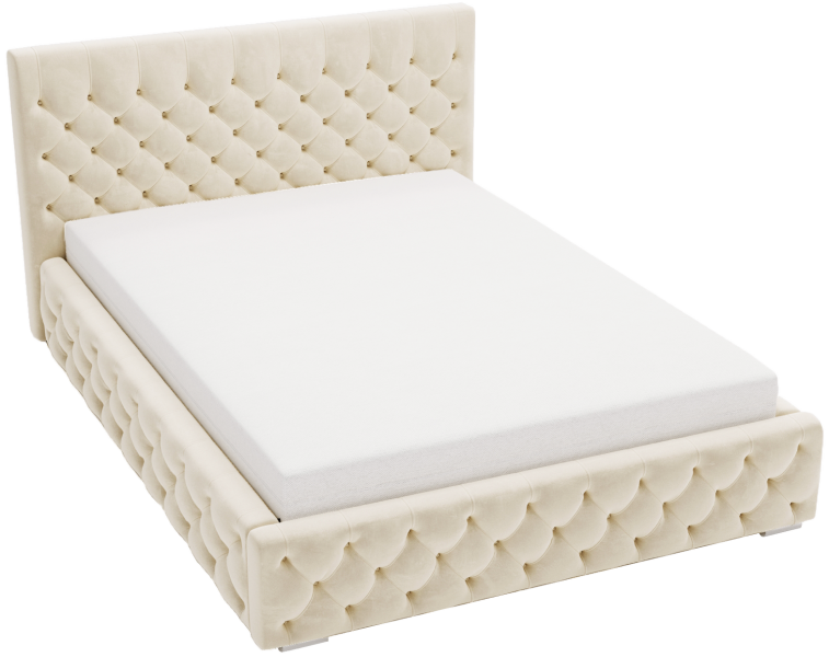Łóżko tapicerowane 200x200 Elira, chesterfield, pojemnik - Beżowy 1054821