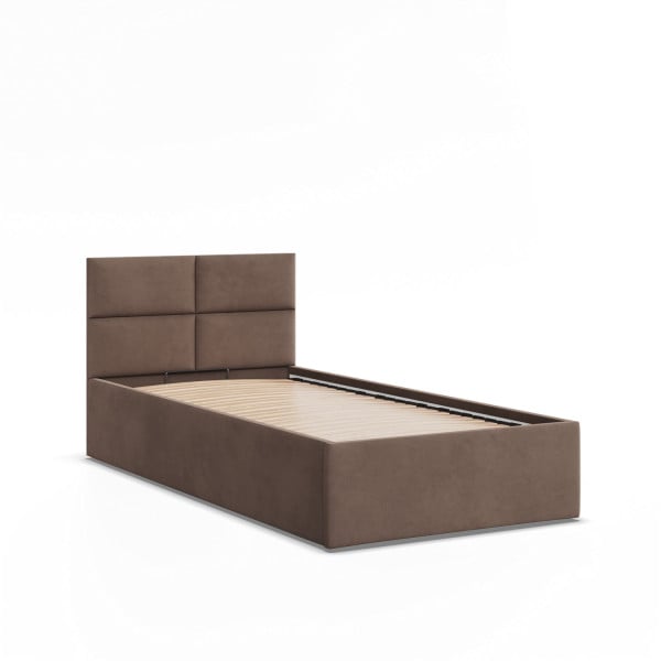 Łóżko tapicerowane 90x200 BORGO jednoosobowe Brązowy velvet 386129