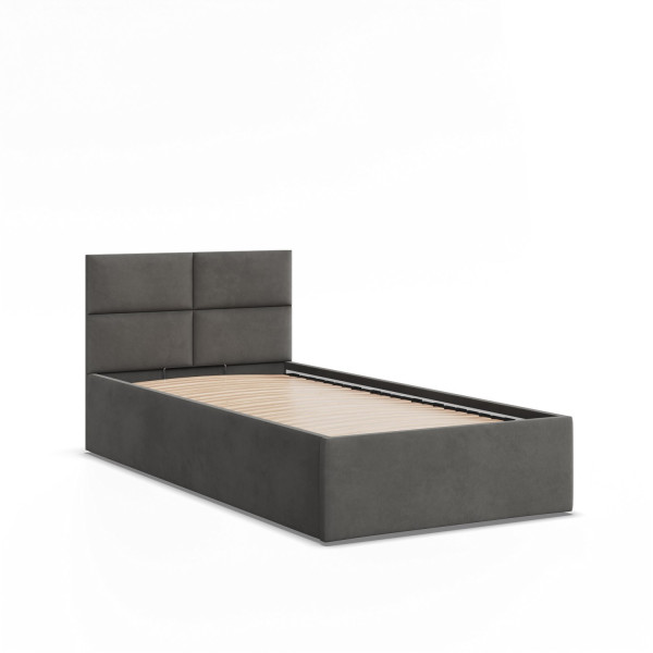 Łóżko tapicerowane 90x200 BORGO jednoosobowe Ciemny Szary velvet 386140