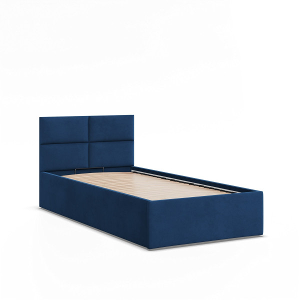 Łóżko tapicerowane 90x200 BORGO pojemnik na pościel, Granatowy, velvet 385704
