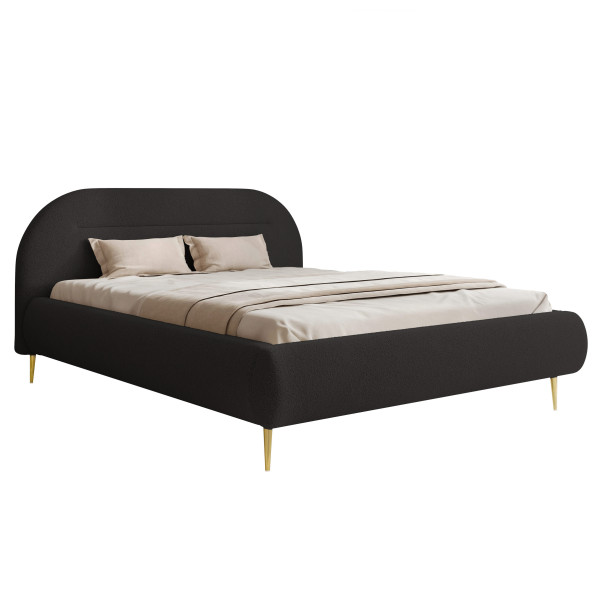 Łóżko tapicerowane AVELINE 200 x 200 cm NOGI czarny 899663