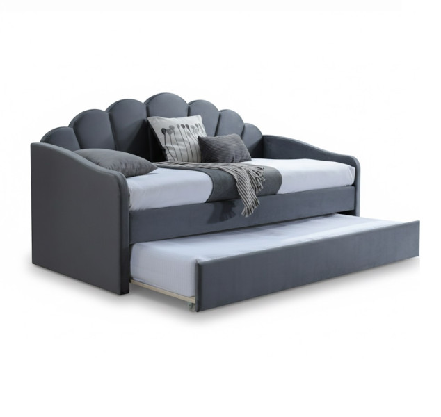 Łóżko tapicerowane BELLA VELVET 90x200 szare bez szuflady/bez materaca 950067