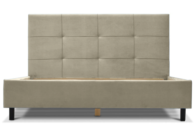 Łóżko Tapicerowane BELMONDO Beżowe 180x200 cm Welur w Stylu Skandynawskim 813345