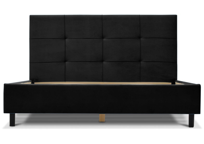 Łóżko Tapicerowane BELMONDO Czarne 120x200 cm Welur w Stylu Skandynawskim 810741