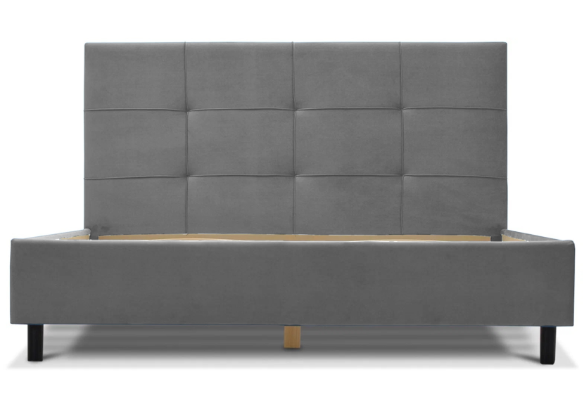 Łóżko Tapicerowane BELMONDO Szare 160x200 cm Welur w Stylu Skandynawskim 813344