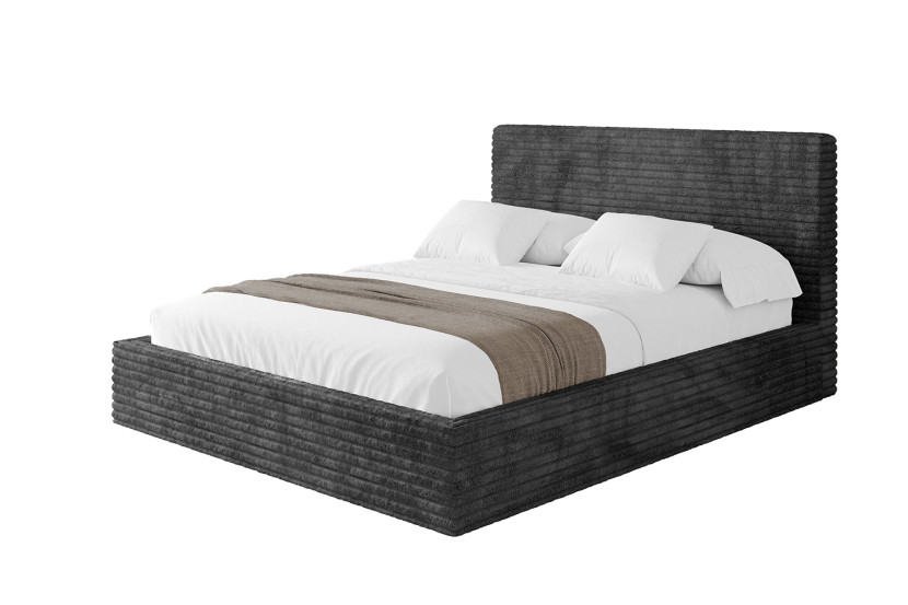 Łóżko tapicerowane bez materaca + pojemnik ALOVA 200x200 Czarny 865543