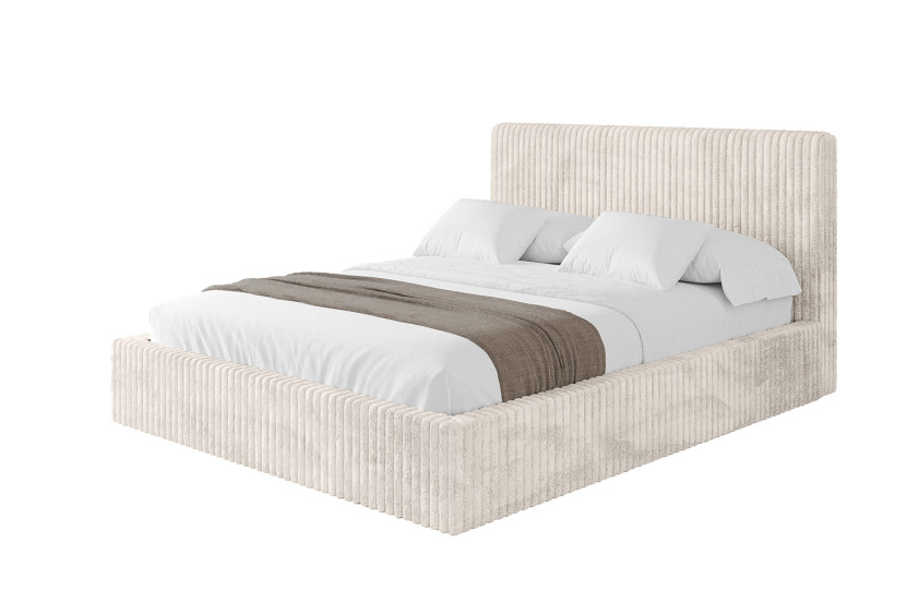 Łóżko tapicerowane bez materaca + pojemnik ALOVA-V1 200x200 Beżowy 865627