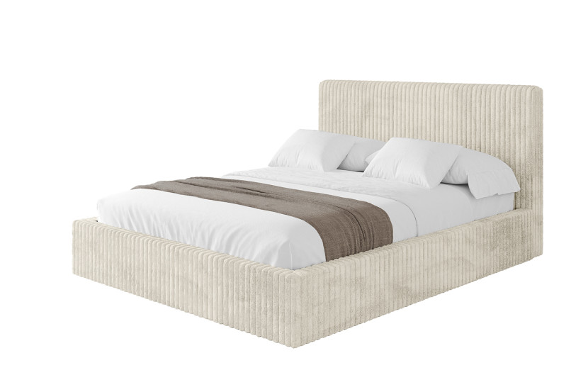 Łóżko tapicerowane bez materaca + pojemnik ALOVA-V1 200x200 Beżowy 865465