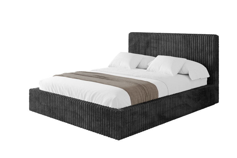 Łóżko tapicerowane bez materaca + pojemnik ALOVA-V1 200x200 Czarny 865426