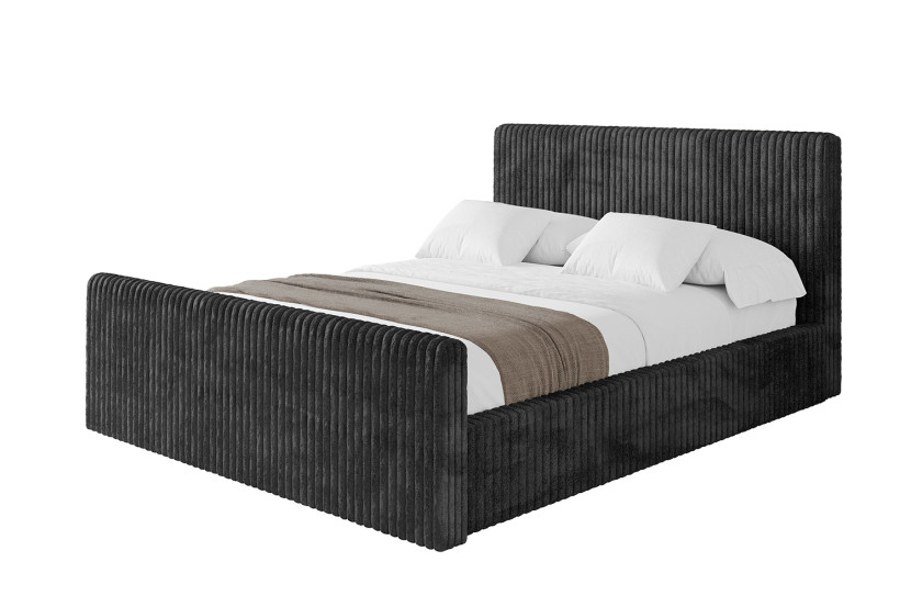 Łóżko tapicerowane bez materaca + pojemnik ALOVA-V1-Z 120x200 Czarny 865576