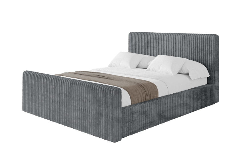 Łóżko tapicerowane bez materaca + pojemnik ALOVA-V1-Z 160x200 Szary 865528