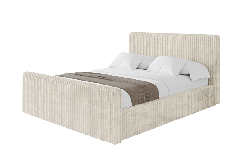 Łóżko tapicerowane bez materaca + pojemnik ALOVA-V1-Z 200x200 Beżowy 865697