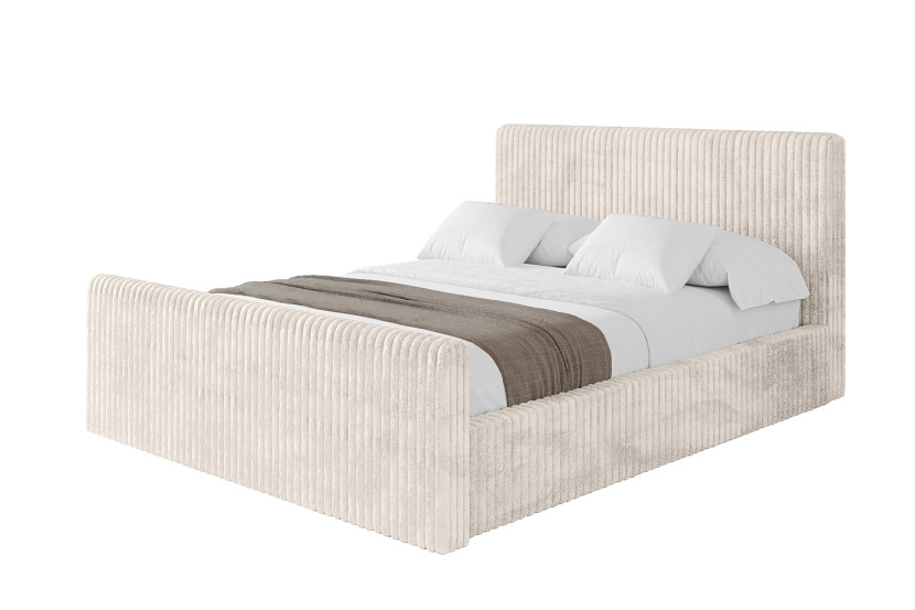 Łóżko tapicerowane bez materaca + pojemnik ALOVA-V1-Z 200x200 Beżowy 865437