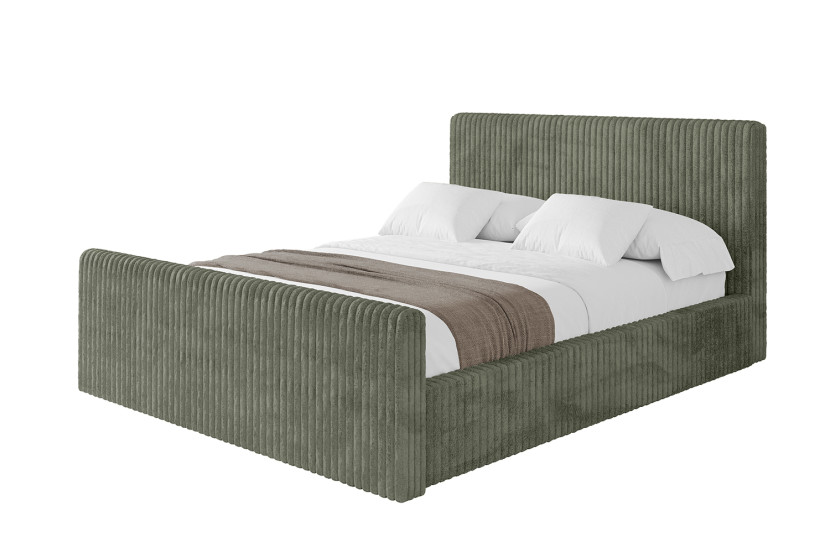 Łóżko tapicerowane bez materaca + pojemnik ALOVA-V1-Z 200x200 Zielony 865492