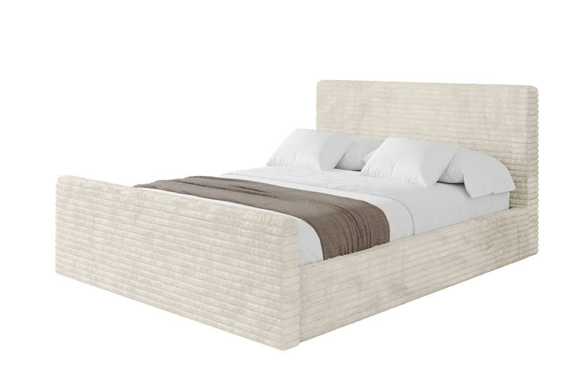 Łóżko tapicerowane bez materaca + pojemnik ALOVA-Z 120x200 Beżowy 865472