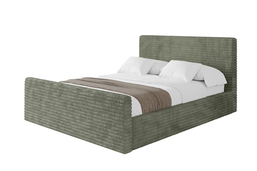 Łóżko tapicerowane bez materaca + pojemnik ALOVA-Z 120x200 Zielony 865466