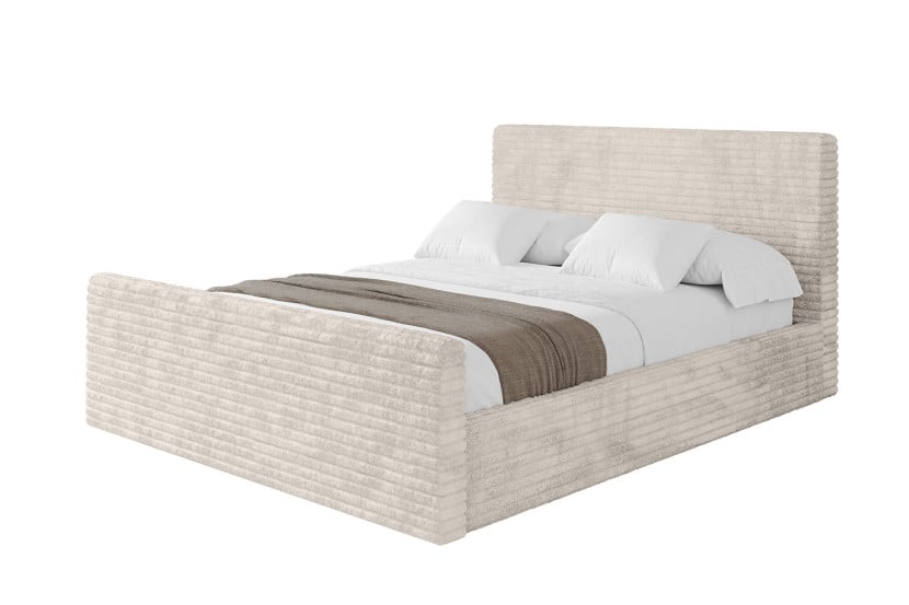 Łóżko tapicerowane bez materaca + pojemnik ALOVA-Z 160x200 Beżowy 865473