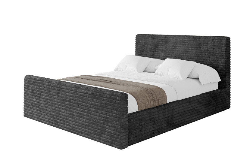 Łóżko tapicerowane bez materaca + pojemnik ALOVA-Z 200x200 Czarny 865638