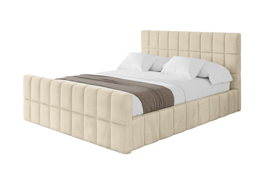 Łóżko tapicerowane bez materaca + pojemnik AMEA-Z-160x200 cm Beżowy 826054