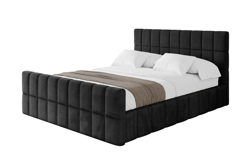 Łóżko tapicerowane bez materaca + pojemnik AMEA-Z-160x200 cm Czarny 826719