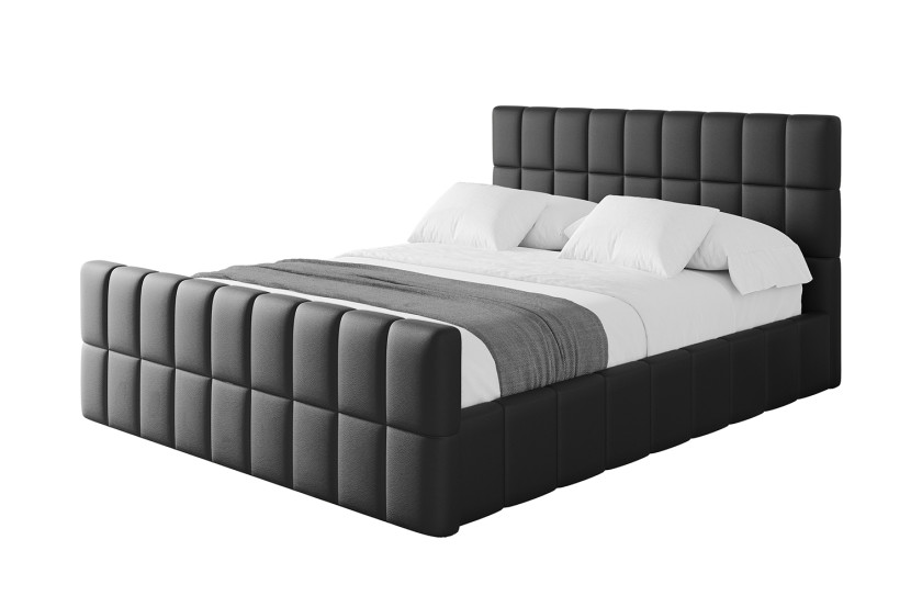 Łóżko tapicerowane bez materaca + pojemnik AMEA-Z-180x200 cm Czarny 826709