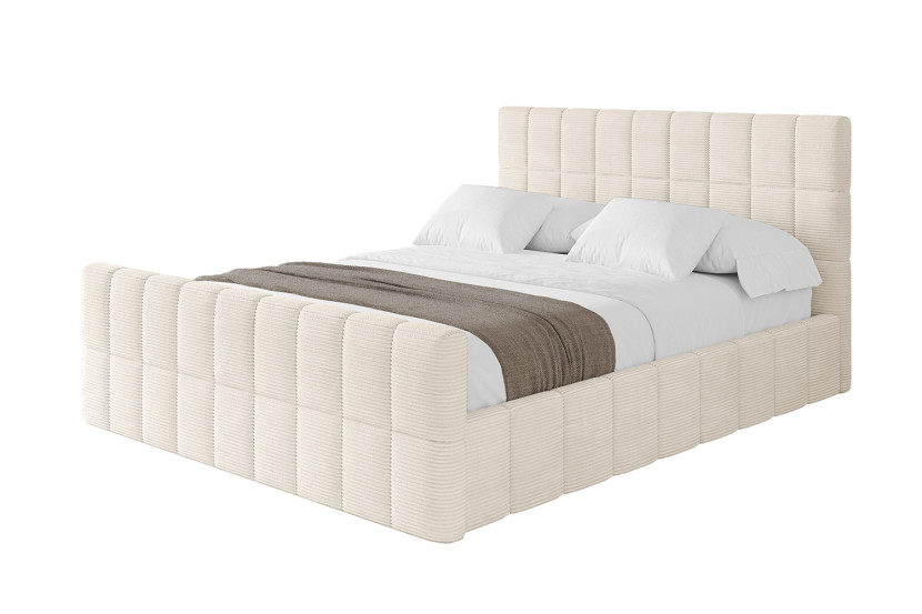 Łóżko tapicerowane bez materaca + pojemnik AMEA-Z-200x200 cm Beżowy 825891