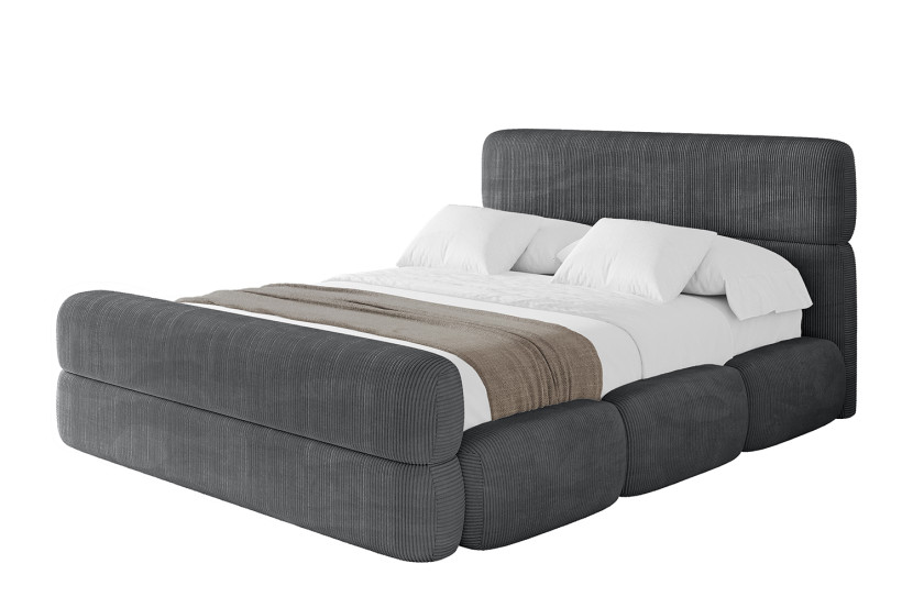 Łóżko tapicerowane bez materaca + pojemnik ELVA-Z - 200x200 cm Ciemnoszary 793943