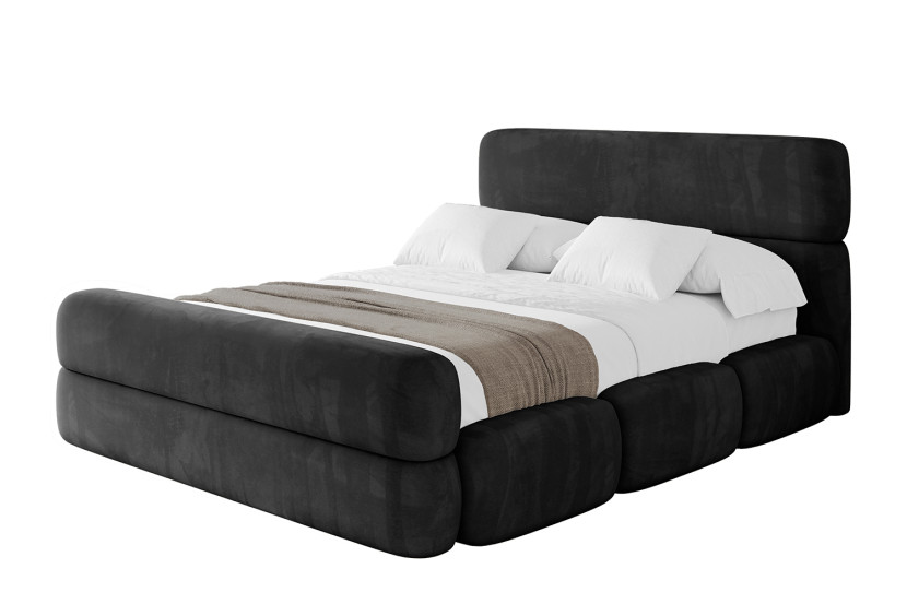 Łóżko tapicerowane bez materaca + pojemnik ELVA-Z - 200x200 cm Czarny 793887